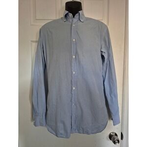 Ralph Lauren Purple Label Blue White Stripe Button Down Shirt Classic Fit Size M